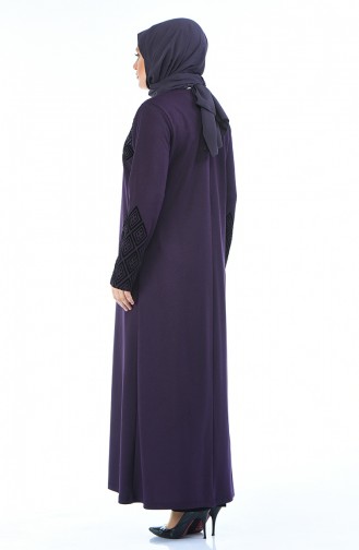 Abaya Imprimée Grande Taille 8000-01 Pourpre 8000-01