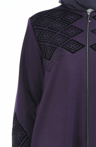 Abaya Imprimée Grande Taille 8000-01 Pourpre 8000-01