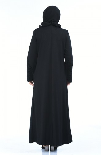 Abaya Imprimée Grande Taille 8000-02 Noir 8000-02