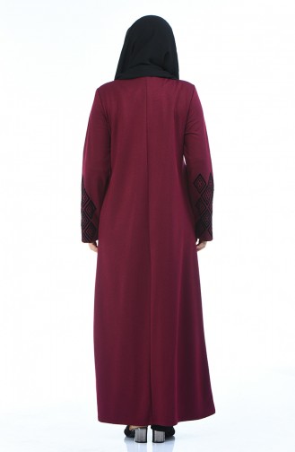 Abaya Imprimée Grande Taille 8000-04 Plum 8000-04