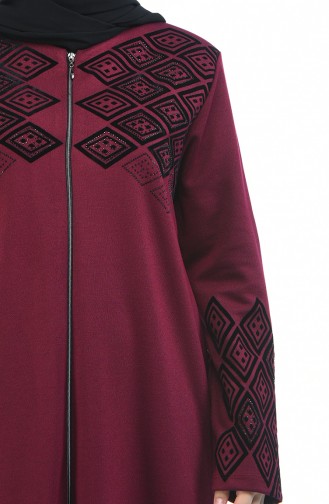 Abaya Imprimée Grande Taille 8000-04 Plum 8000-04