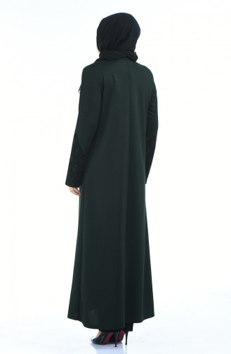 Abaya Imprimée Grande Taille 8000-06 Vert emeraude 8000-06