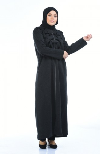 Abaya a Fermeture Grande Taille 8002-04 Antracite 8002-04