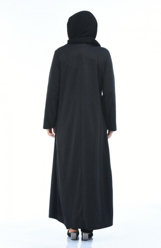 Abaya a Fermeture Grande Taille 8002-04 Antracite 8002-04