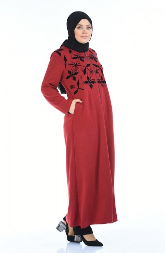 Abaya a Fermeture Grande Taille 8002-06 Bordeaux 8002-06