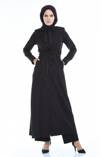 Abaya Hivernal Détail Dentelle 8204-03 Plum Foncé 8204-03