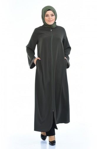 Abaya a Fermeture Grande Taille 0088-01 Khaki 0088-01