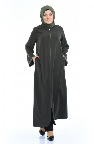 Khaki Large Zipper Abaya 0088-01