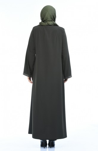 Abaya a Fermeture Grande Taille 0088-01 Khaki 0088-01