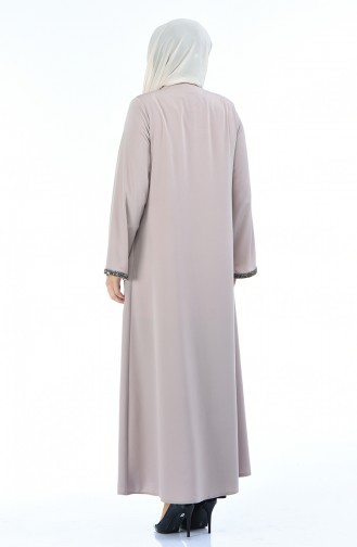 Brown Large Zipper Abaya 0088-02