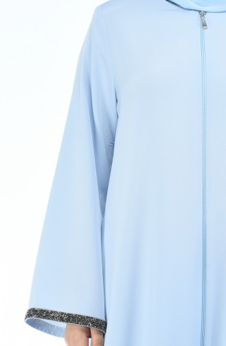 Abaya a Fermeture Grande Taille 0088-04 Bleu Bébé 0088-04