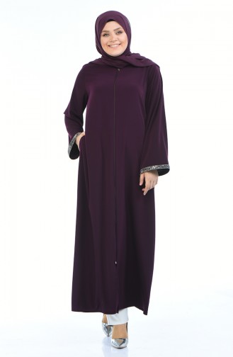 Dark purple Large Zipper Abaya 0088-06