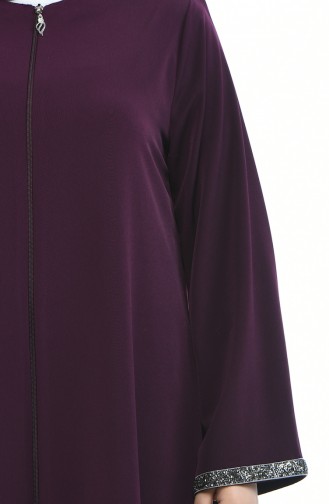 Abaya a Fermeture Grande Taille 0088-06 Plum 0088-06