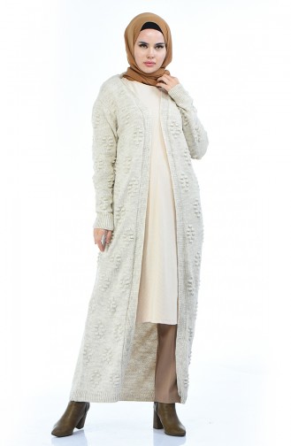 Long Gilet Tricot 0932-01 Beige 0932-01