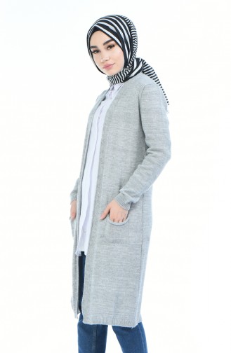 Gilet Tricot avec Poches 1073-01 Gris 1073-01