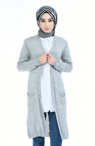 Gilet Tricot avec Poches 1073-01 Gris 1073-01