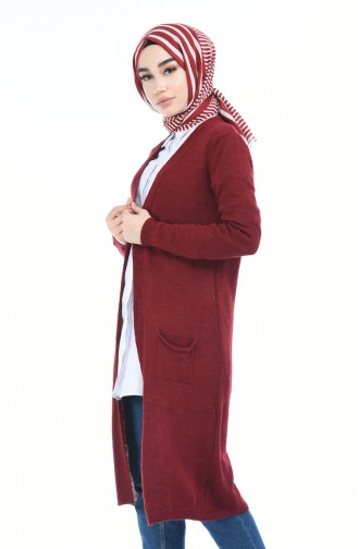 Triko Cepli Hırka 1073-04 Bordo