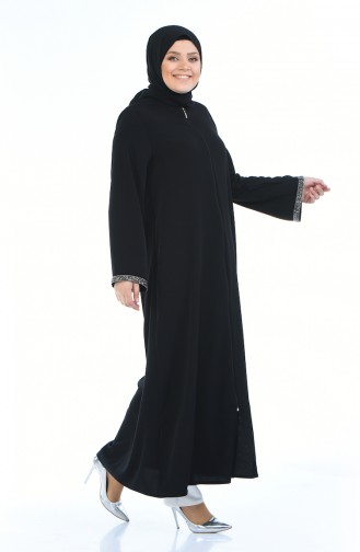 black Large Zipper Abaya 0088-05