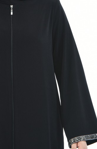 Abaya a Fermeture Grande Taille 0088-05 Noir 0088-05