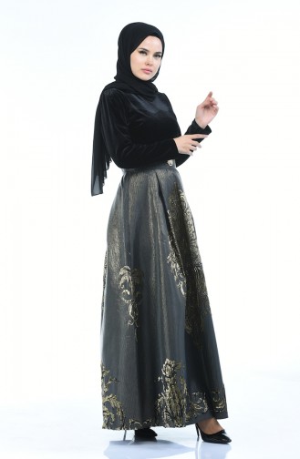Schwarz Hijab-Abendkleider 24574-01