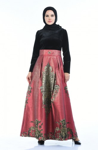 Claret Red Hijab Evening Dress 24574-02