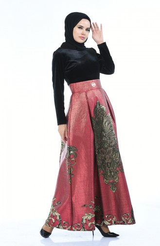 Claret Red Hijab Evening Dress 24574-02