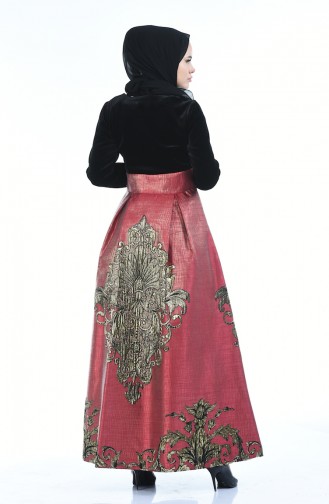 Claret Red Hijab Evening Dress 24574-02