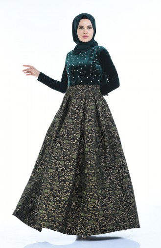 Emerald Green Hijab Evening Dress 24614-01