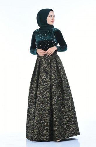 Emerald Green Hijab Evening Dress 24614-01