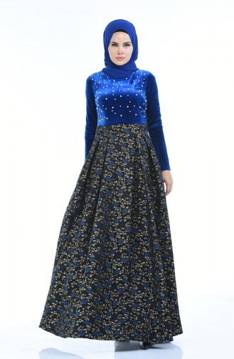 Saxe Hijab Evening Dress 24614-02