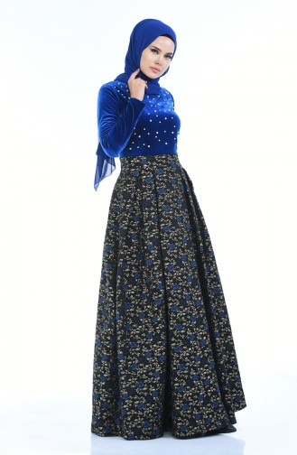 Saxe Hijab Evening Dress 24614-02