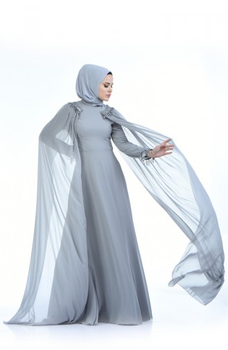 Abendkleid mit Radmantel  3004-01 Grau 3004-01