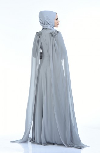 Abendkleid mit Radmantel  3004-01 Grau 3004-01