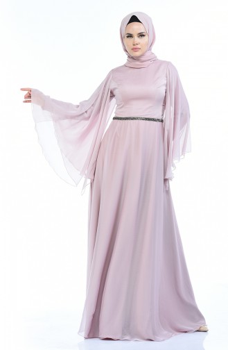 Powder Hijab Evening Dress 1501-01