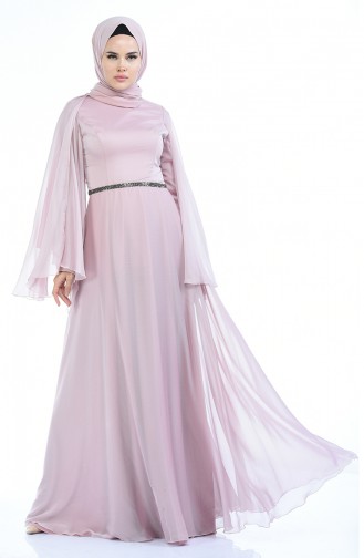 Powder Hijab Evening Dress 1501-01