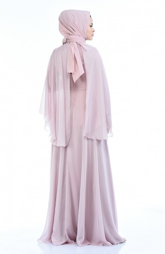 Powder Hijab Evening Dress 1501-01