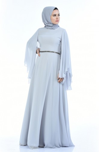 Robe de Soirée Perlées 1501-02 Gris 1501-02