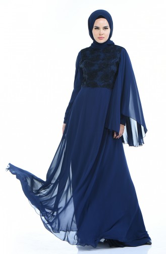 Navy Blue Hijab Evening Dress 2001-01