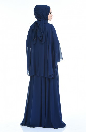 Navy Blue Hijab Evening Dress 2001-01