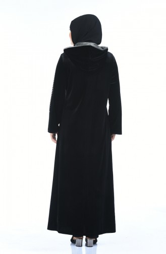 Plus Size Stone Printed Velvet Dress 7636-01 Black 7636-01