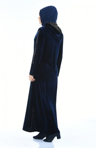 Navy Blue Hijab Dress 7636-02