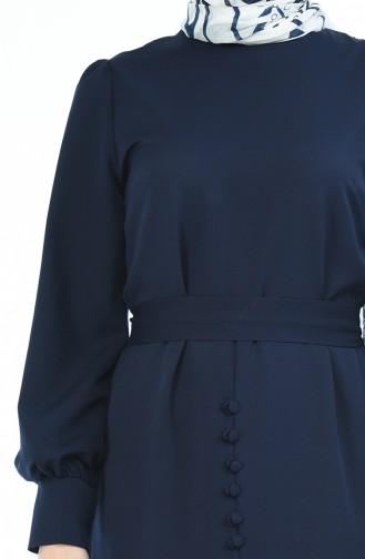 Navy Blue Hijab Dress 2694-01