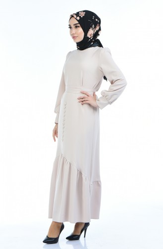 Beige Hijab Dress 2694-05