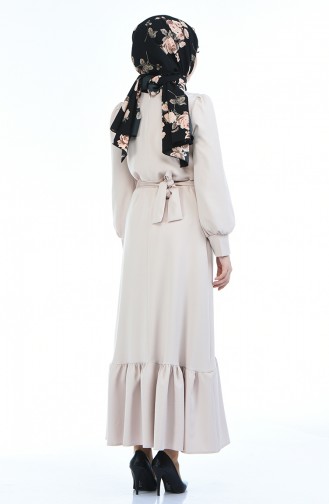 Beige Hijab Dress 2694-05