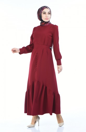 Claret Red Hijab Dress 2694-06