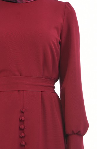 Claret Red Hijab Dress 2694-06