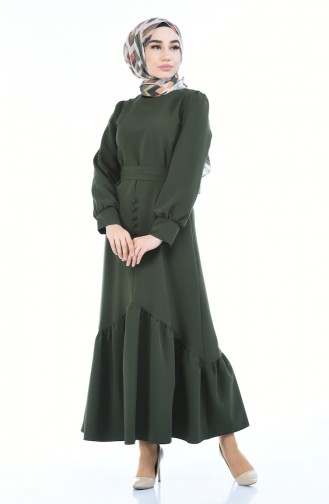 Khaki Hijab Dress 2694-08