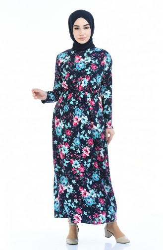 Navy Blue Hijab Dress 2060-04