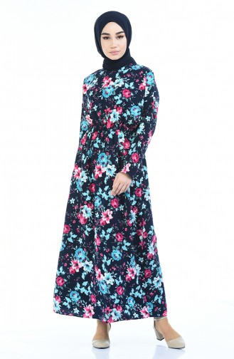 Navy Blue Hijab Dress 2060-04