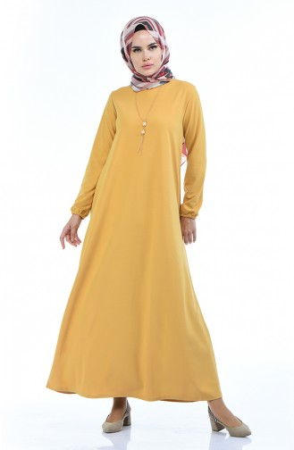 Basic Kleid mit Halskette 5256-06 Senf 5256-06